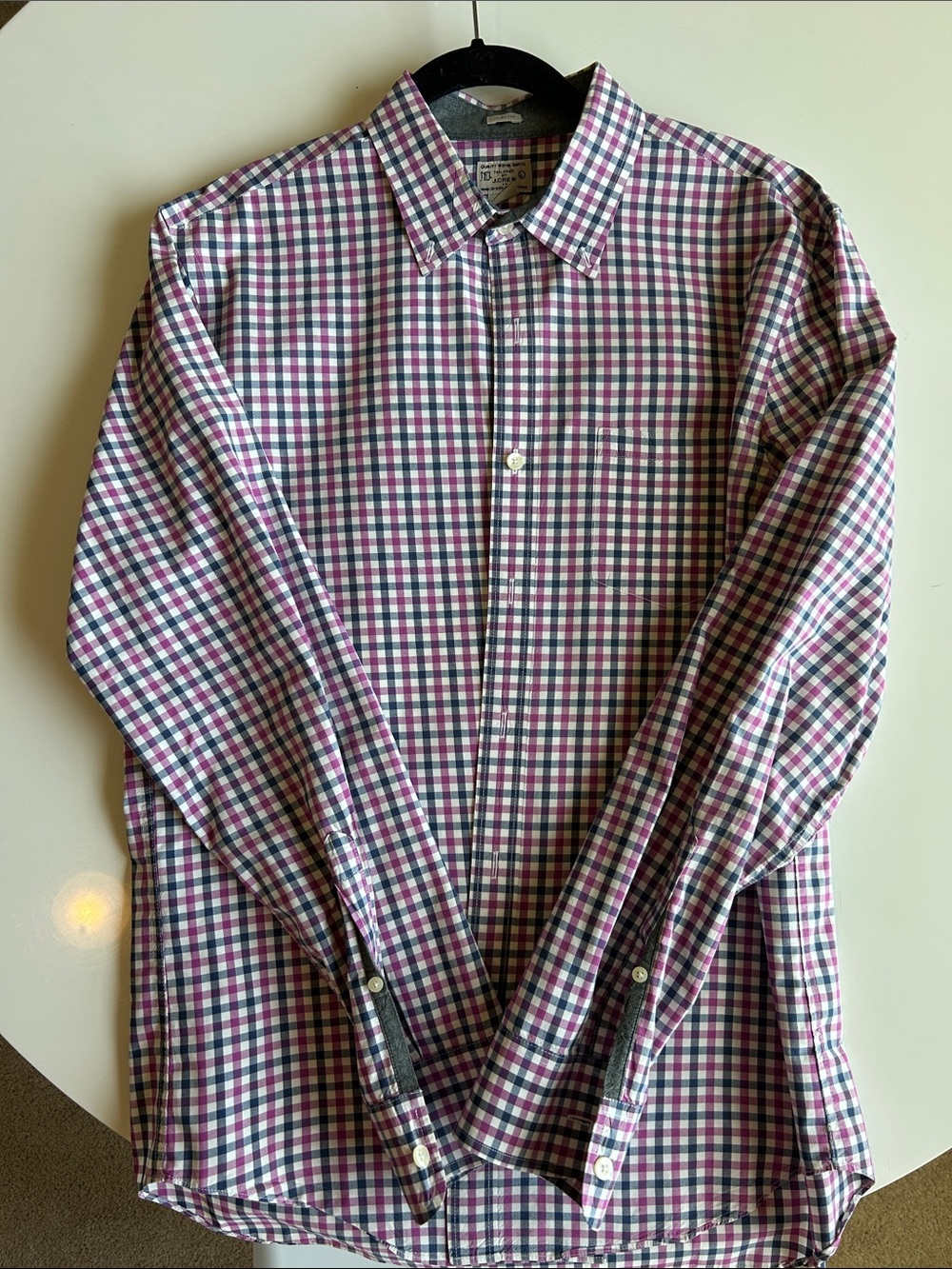 J. Crew Men's Check Dress Shirt in Purple and Blue
